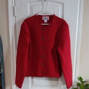 Tally Ho Red Women's Wool Cardigan Sweater